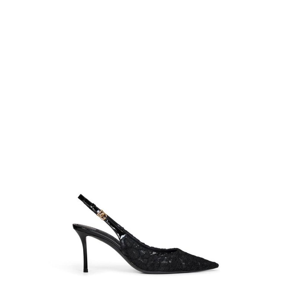 Dolce & Gabbana Women Black Taormina Lace And Patent Leather Slingback Pumps